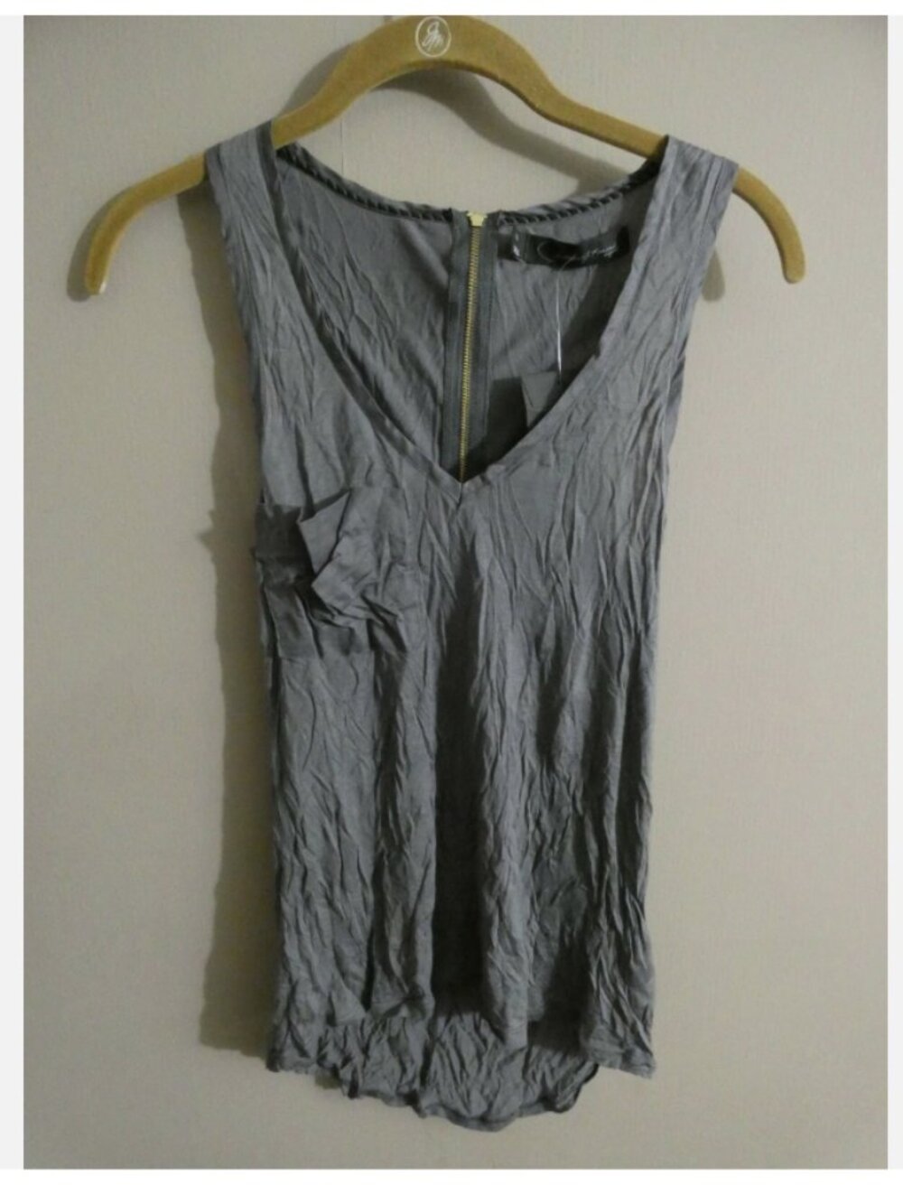 Patterson J. Kincaid Women's XS NWT Gray Tank Top Micro Modal Pocket V-Neck